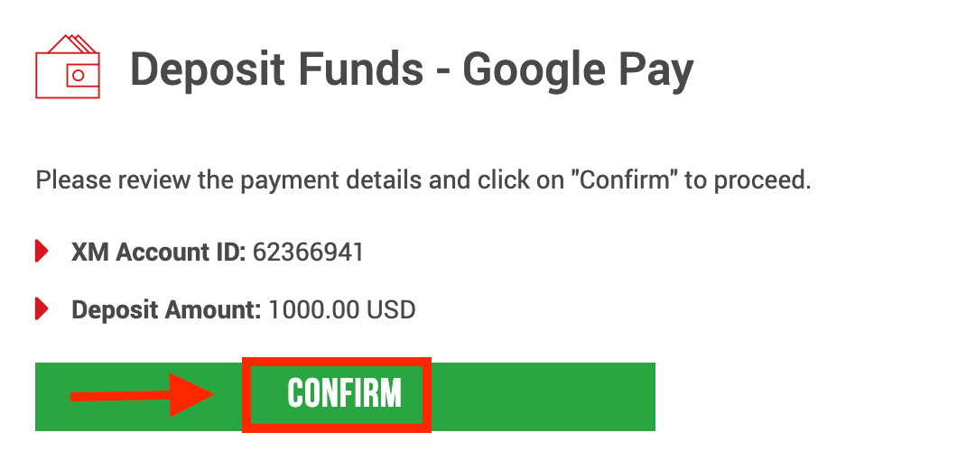 Pénzt helyez el az XM -en a Google Pay segítségével Pénzt helyez el az XM -en a Google Pay segítségével