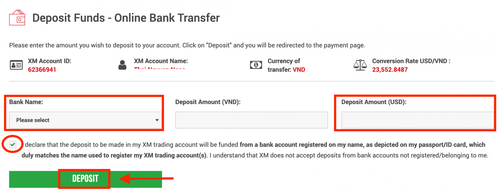 How to Deposit Money in XM